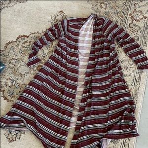 LulaRoe burgundy striped Sarah cardigan